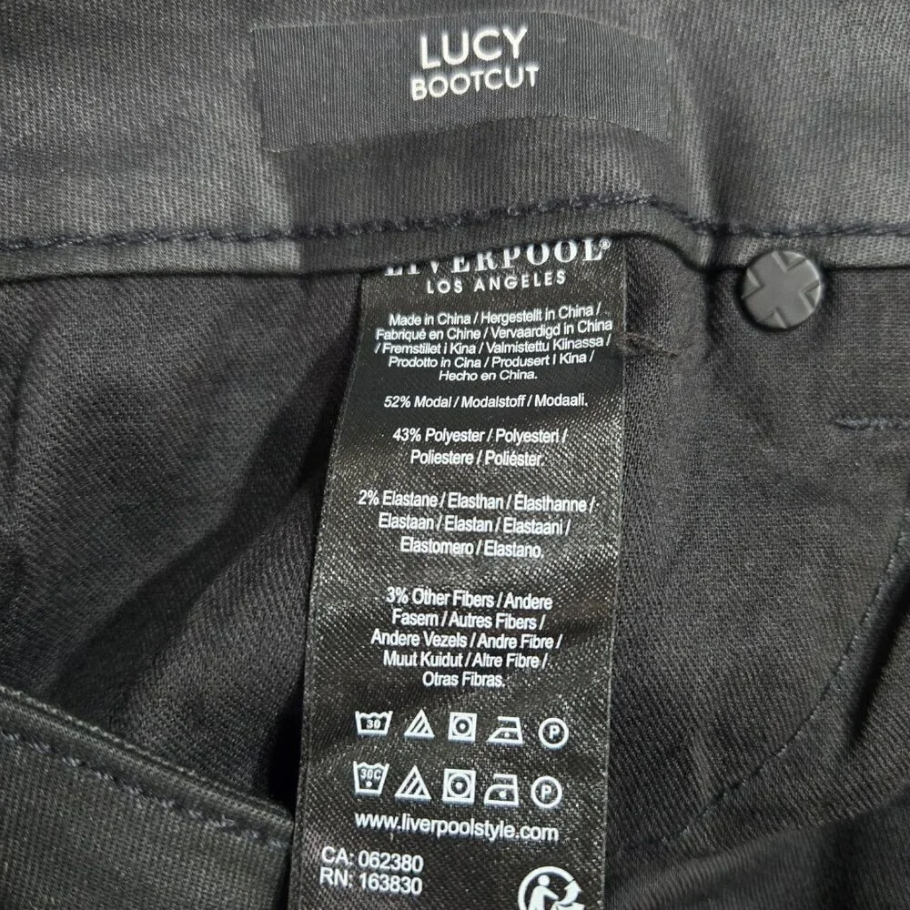 Liverpool Lucy Black Coated Bootcut Mid Rise Pant Capsule Stretch LM4000CBM